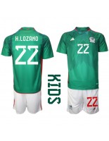 Mexiko Hirving Lozano #22 Domácí dres pro děti MS 2022 Krátký Rukáv (+ trenýrky)